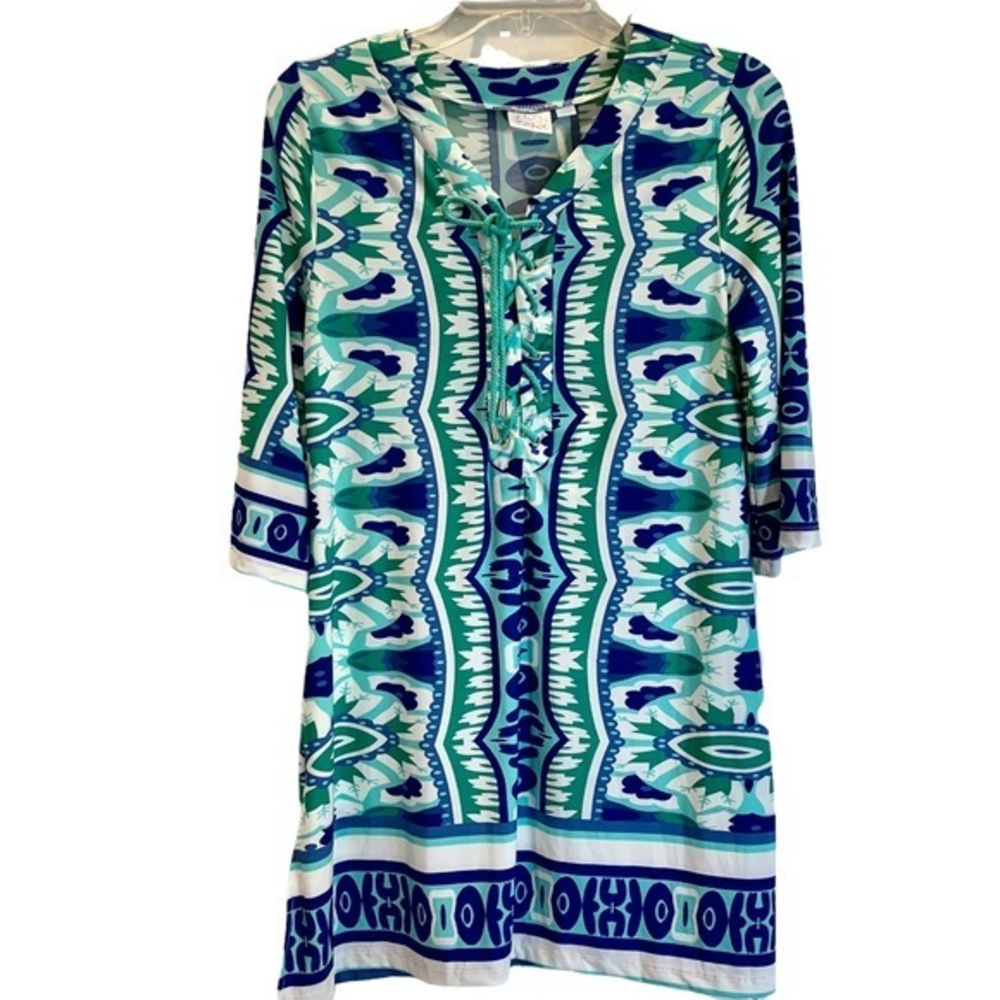 Beach Break Teal Printed Swim Coverup‎ XS
